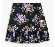 Ruffled floral-print stretch-jersey mini skirt - Purple