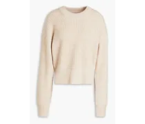 Ribbed cotton, wool and cashmere-blend sweater - Neutral