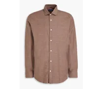 Antonio cotton and cashmere-blend shirt - Brown