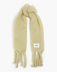 Jil Sander Fringed brushed mohair-blend scarf - Green Green