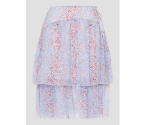 Printed cotton and silk-blend chiffon skirt - White