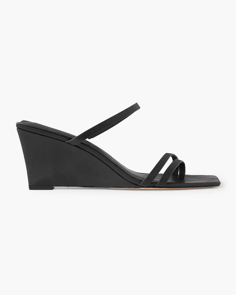 St. Agni Leather wedge sandals - Black Black