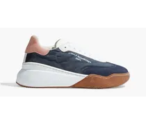 Faux suede-trimmed shell sneakers - Blue