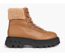 Scrambler leather platform hiking boots - Brown
