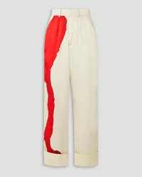 AZ FACTORY Thebe Magugu Amigos Lemur cropped printed satin-twill straight-leg pants - White White