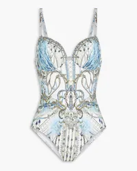 Camilla Embellished printed swimsuit - Blue Blue