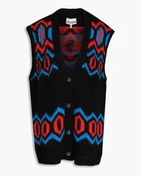 Ganni Intarsia wool vest - Black Black