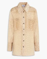 Ganni Leopard-print organza shirt - Neutral Neutral