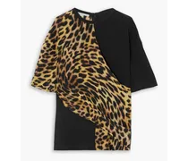 Draped leopard-print silk top - Animal print