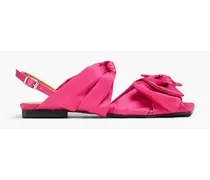 Bow-detailed satin slingback sandals - Pink