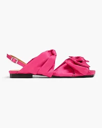 Ganni Bow-detailed satin slingback sandals - Pink Pink