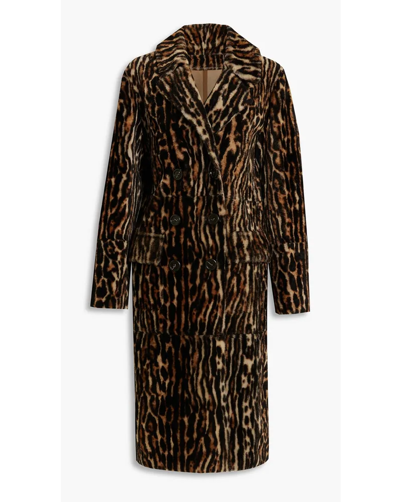Lacon double-breasted leopard-print shearling coat - Animal print