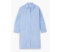 Sunday embroidered striped cotton-poplin shirt - Blue