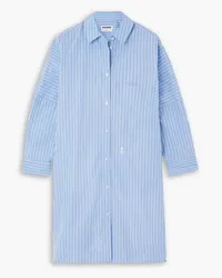 Jil Sander Sunday embroidered striped cotton-poplin shirt - Blue Blue