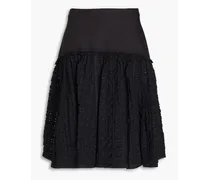 Taffeta-paneled checked seersucker midi skirt - Black
