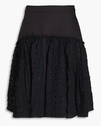 3.1 phillip lim Taffeta-paneled checked seersucker midi skirt - Black Black