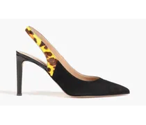 Calf hair and suede slingback pumps - Black