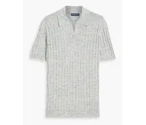 Rino slim-fit ribbed cotton polo shirt - Gray