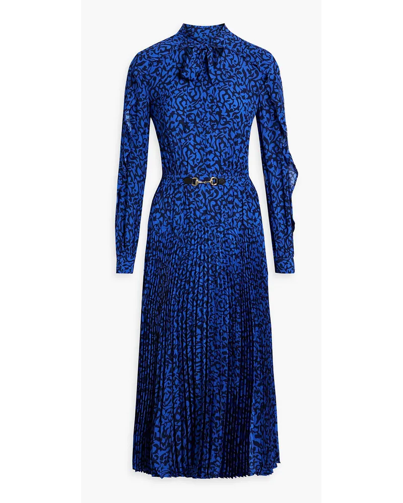 Derek Lam Amanza pussy-bow printed crepe de chine midi dress - Blue Blue