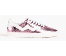 Daryl metallic snake-effect leather sneakers - Pink