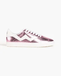 Stuart Weitzman Daryl metallic snake-effect leather sneakers - Pink Pink