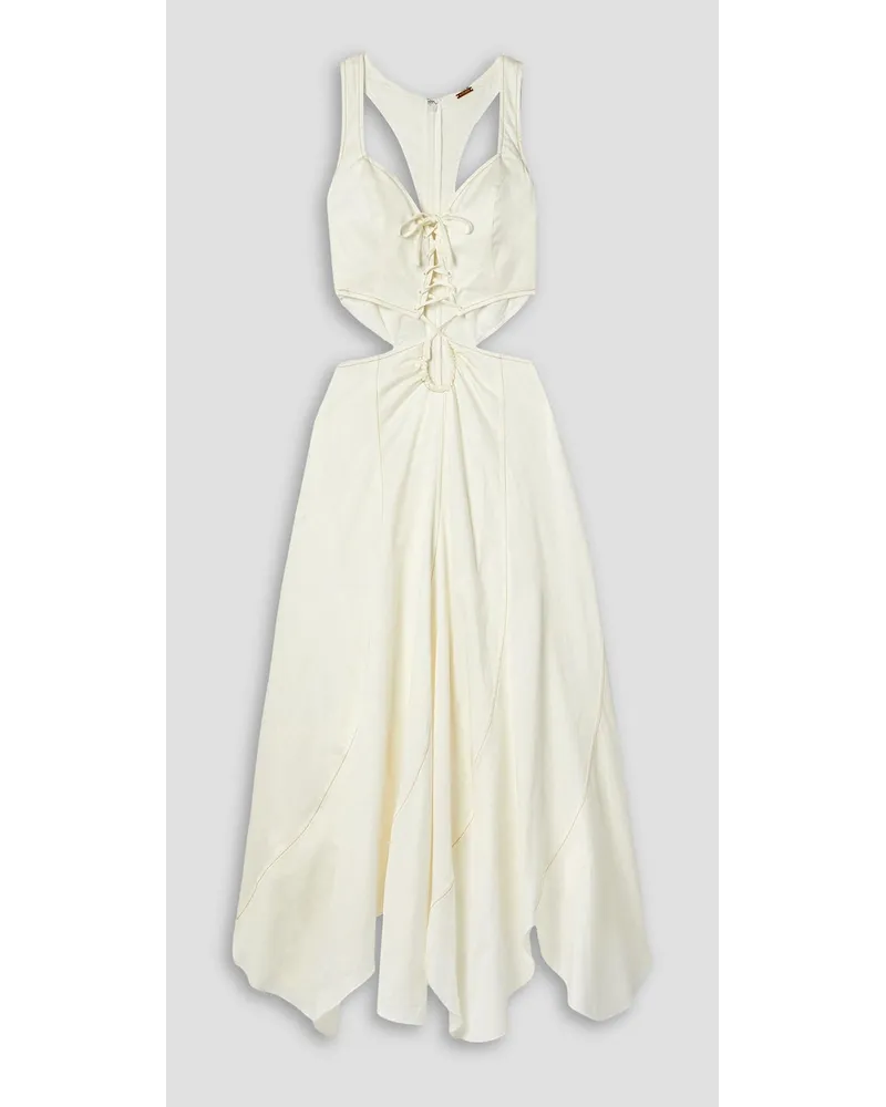 Cult Gaia Calia lace-up cutout cotton-blend midi dress - White White