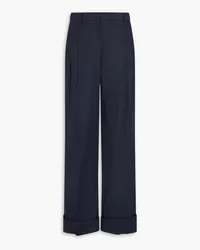 Brunello Cucinelli Bead-embellished linen-blend twill wide-leg pants - Blue Blue