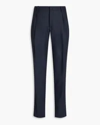 Giorgio Armani Pleated wool-blend flannel pants - Blue Blue