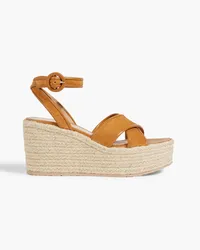 Gianvito Rossi Leather-trimmed suede espadrille wedge sandals - Brown Brown