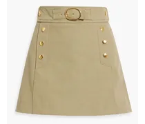 Hester skirt-effect cotton-blend twill shorts - Green