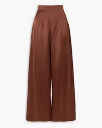 STAUD Caleb satin wide-leg pants - Brown Brown