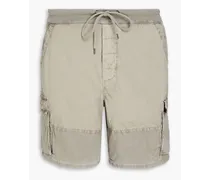 Stretch-cotton poplin cargo shorts - Gray