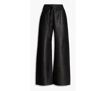 Billie leather wide-leg pants - Black