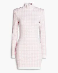 Balmain Houndstooth knitted turtleneck mini dress - Pink Pink