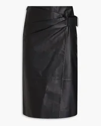 Acne Studios Pleated leather wrap skirt - Black Black