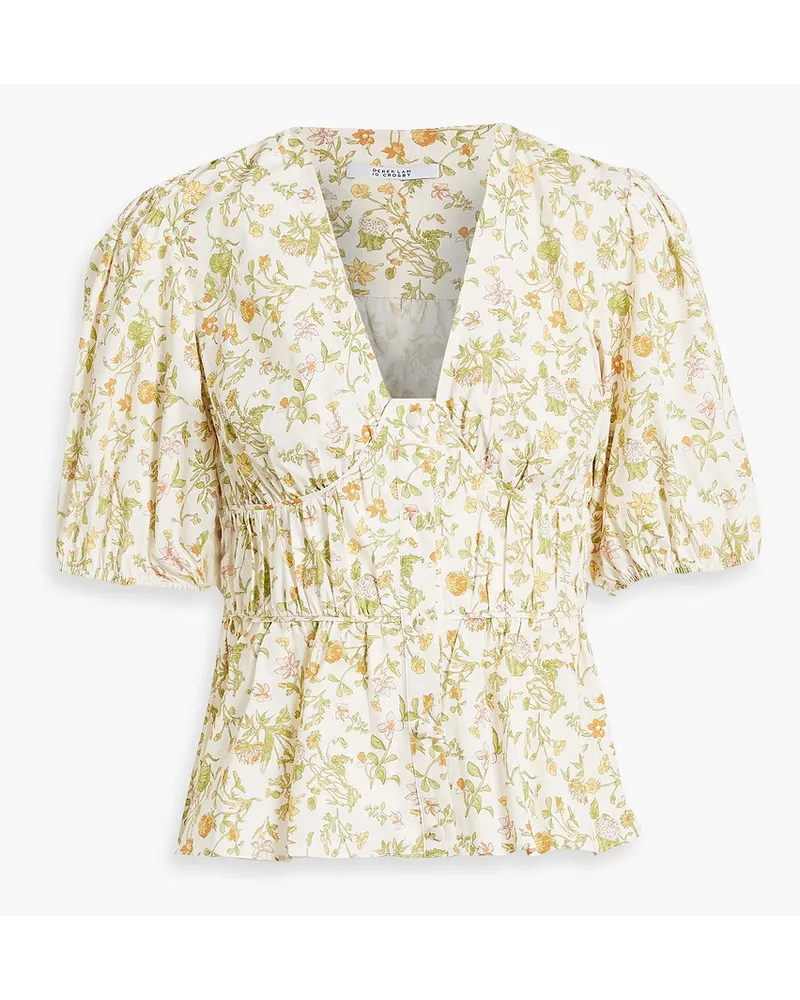 Derek Lam Maureen floral-print cotton-blend poplin top - White White