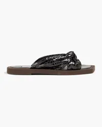 Jimmy Choo Tropica knotted snake-effect leather slides - Black Black