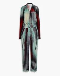 Rick Owens Zip-detailed printed velvet jumpsuit - Gray Gray