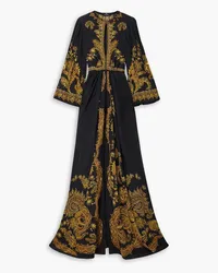 Etro Pleated paisley-print silk crepe de chine maxi dress - Black Black