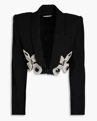 Area Cropped embellished wool-blend blazer - Black Black