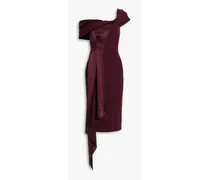 Rosanne one-shoulder draped satin-paneled crepe dress - Burgundy