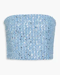 ROTATE Birger Christensen Strapless sequined denim top - Blue Blue