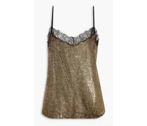 Lace-trimmed tinsel camisole - Metallic