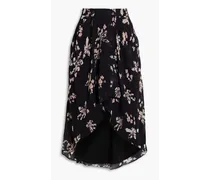 Ilyosi asymmetric floral-print chiffon skirt - Black