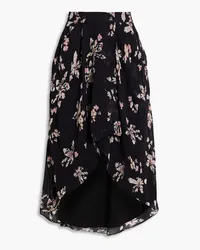 IRO Ilyosi asymmetric floral-print chiffon skirt - Black Black