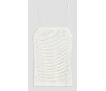 Crystal-embellished fishnet top - White