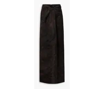 Draped printed gazar maxi skirt - Brown