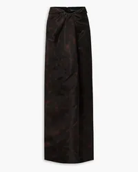 Brandon Maxwell Draped printed gazar maxi skirt - Brown Brown