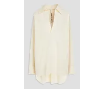 Oversized crinkled cotton shirt - White