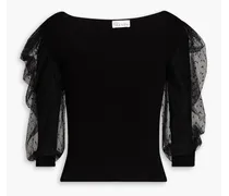 Layered point d'espirit sweater - Black